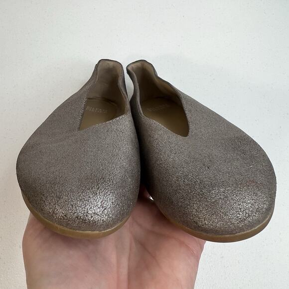 Eileen Fisher Sz 6 Ballet Flats High Cut Slip On Metallic Shiny Leather Capsule - Picture 9 of 12